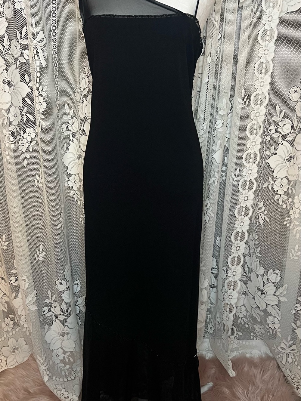 Vintage Asymmetrical Hem Sequin Maxi Dress